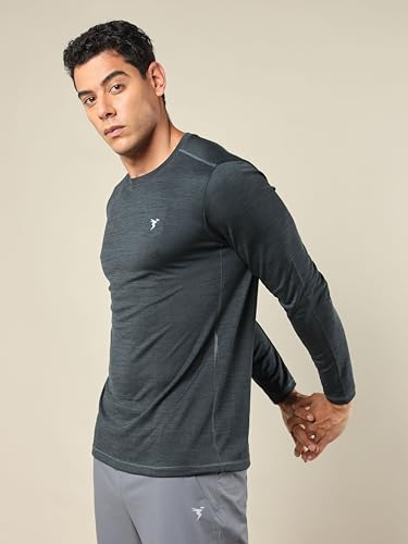 Image of TECHNOSPORT Men's Slim Fit Full Sleeve Round Neck T-Shirt, Double Cool Quick Dry Moisture Wicking Stretchable Sports Gym and Casual Wear