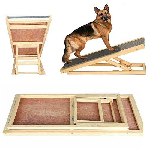 ASHL Dog Ramps for Large Dogs Non-Slip with Carpet, 2-Step Adjustable Height - 11.8 to 15.7in, Max Load 150kg/330lb
