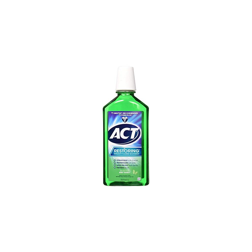 ACT Restoring Zero Alcohol Fluoride Mouthwash 33.8 fl. oz. Strengthens