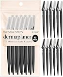 Kitsch Dermaplane Razor for Women Face – Face Razors for Women & Men, Eye Brow Razors & Face Shaver – Exfoliating Facial Razor & Dermaplaner as Skin Care Tool for Smoother Skin - Black, 12 pcs