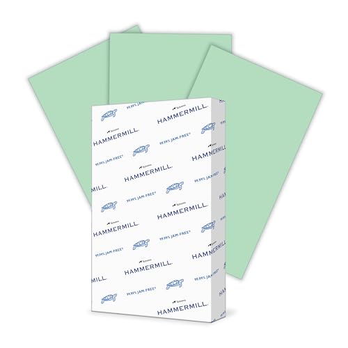 Image of Hammermill Colored Paper, 20 lb Green Printer Paper, 8.5 x 14 - Made in the USA, Pastel Paper, 103374-1 Ream (500 Sheets)
