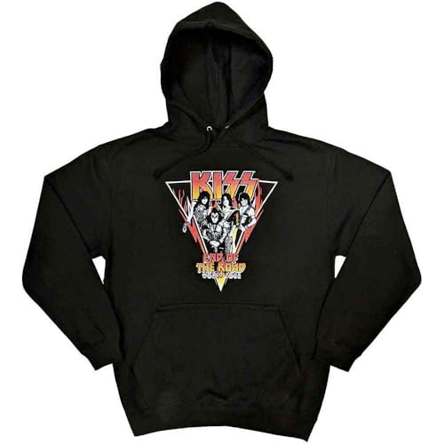 Sweat-shirt à capuche Kiss Triangle Band Logo noir pour homme et femme en coton