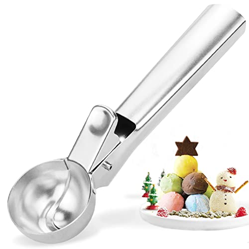 Jungchiali Ice Cream Scoop with Trigger, Cookie Scoop, Premium Stainless Steel, Easy to Release, Polished Smooth Surface and Comfortable Handle, Perfect for Ice Cream, Cookie.-Medium