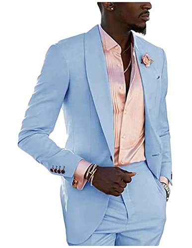 Mi Bo Tong 2 PC Shawl Lapel Wedding Suit for Men Slim Fit Business Suit One Button Jacket Pants Prom Suits 6