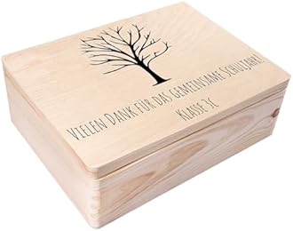 Creative Deco Personalized Wooden Storage Box School Box | 15.8x11.8x5.5in (+-0.5) | Mulitple Choice | Hinged Lid Engraving | Unpainted Gift Box | Rough UNSANDED Keepsake Souvenir Chest
