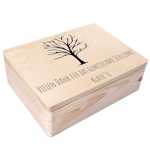 Creative Deco Personalized Wooden Storage Box School Box | 15.8x11.8x5.5in (+-0.5) | Mulitple Choice | Hinged Lid Engraving | Unpainted Gift Box | Rough UNSANDED Keepsake Souvenir Chest