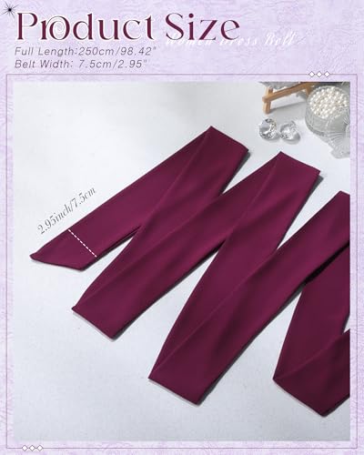 Image of Glitopper Women Chiffon Sash Belt Dress Sash Waist Bridal Wedding Belt 50s Accessories 3'' Wide