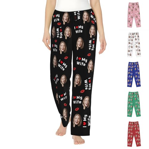 I Love My Wife Pajama Pants Personalized Pj Pants With Face Photo Custom Funny Long Pajama Pants Valentine's Day Gifts