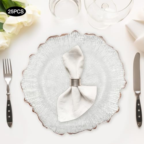 Set de 25 Platos Cargadores Transparentes Oro Rosa 12.6 pulg miniatura 2