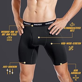 INNERSY Boxershorts voor heren, lang, mesh, onderbroeken met gulp, zachte retroshorts, verpakking van 3 stuks, 3 zwart., L