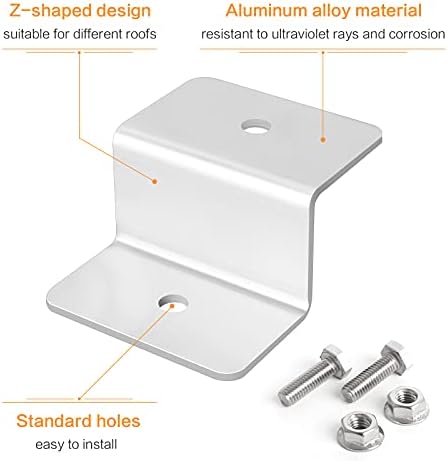 8Pcs Solar Panel Mounting Bracket, Solar Panel Z Bracket, Solar Panel Mounting Kits Z Bracket with 16Pcs Screw and Nuts for RV Boat Wall Caravans Yacht Solar Panel (Silver)