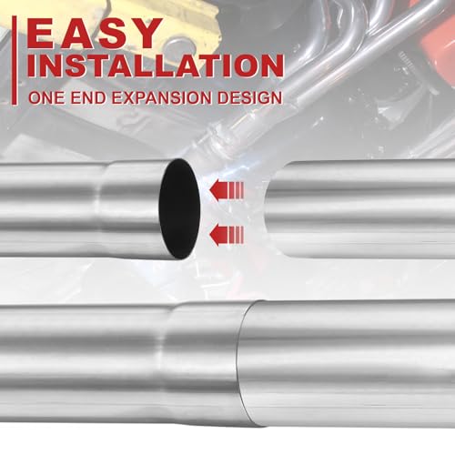LCGP 3\" Custom Mandrel Straight Exhaust Pipe, 18\" Long, Made of High Quality Stainless Steel Fit 3 Inch Exhaust Pipe