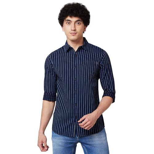 Image of Spykar Men's Regular Fit N /A Full Sleeve Striped Casual Shirts
