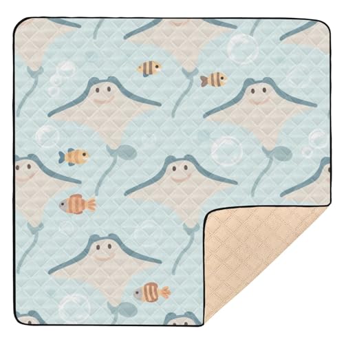 Manta Ray Fish - Tapete acolchado de espuma suave para bebé, gimnasio y actividades para interiores y exteriores, 1 pieza para bebés, bebés y niños pequeños, 50 x 50 pulgadas