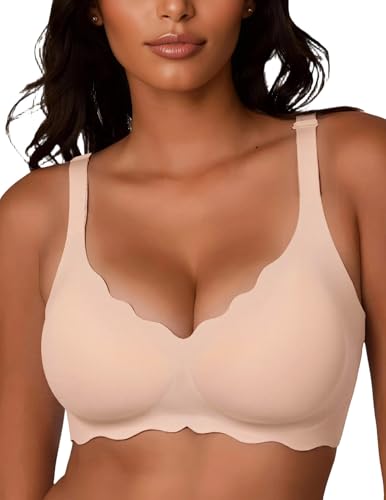 Image of JOYTREE Silky Bras for Women No Underwire V Neck Bralettes for Women Cloud Feel Everyday T Shirt Bra with Extender