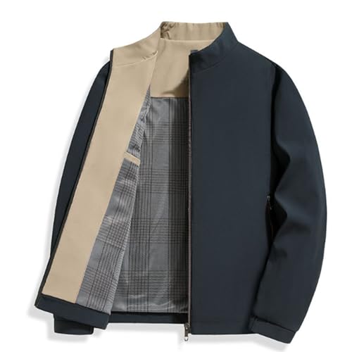 Men's Standing Collar Zipper Casual Jacket, Aviationp Business Casual Jacket with Internal Pocket for Spring
