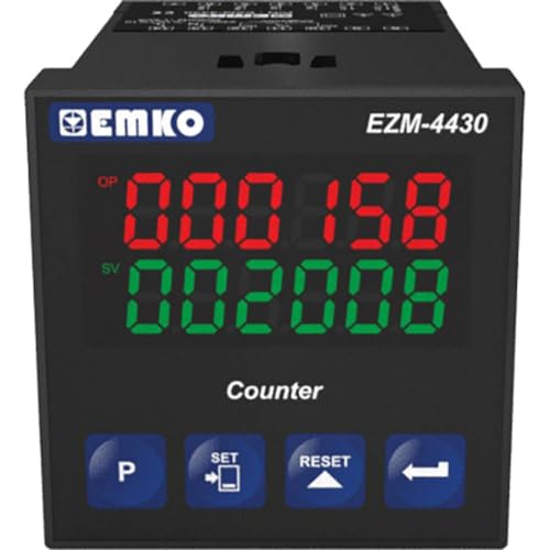 Emko Ezm-4430.5.00.0.1/00.00/0.0.0.0 Contatore Programmabile A 8 Cifre Con Uscita A Relè Da Incasso 46 X 46 Mm