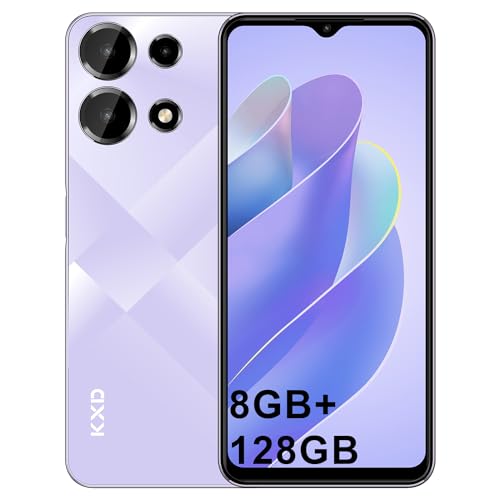 KXD A10 Telefono Movil Libres,Android 13 Smartphone Barato,8GB+128GB/256GB Ampliable,6,6' Pantalla HD+ 4500mAh,Cámaras 13MP+8MP Octa-Core 4G Dual SIM Telefono Moviles,Face ID/Fingerprint-Púrpura