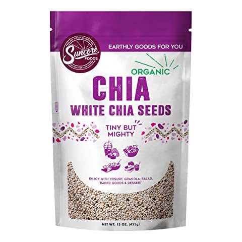Suncore Foods Organic White Chia Seeds, Gluten-Free, Non-GMO, 15oz (1 Pack) Cover