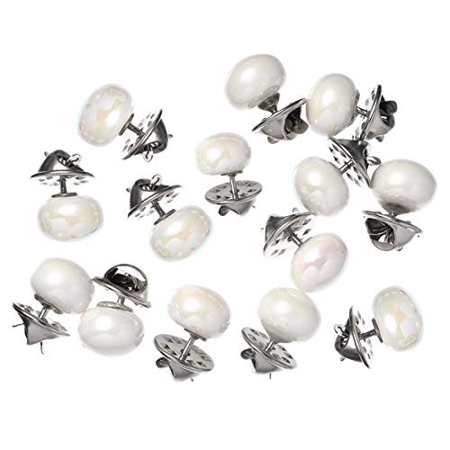20Pcs Safety Lapel pins Brooch Buttons Pearl Women Shirt Brooch Pins Cover up Button Pin Neckline Safety Pins Button for Clothing Shirt Dress Supplies Shirt Lapel pins White Pearl