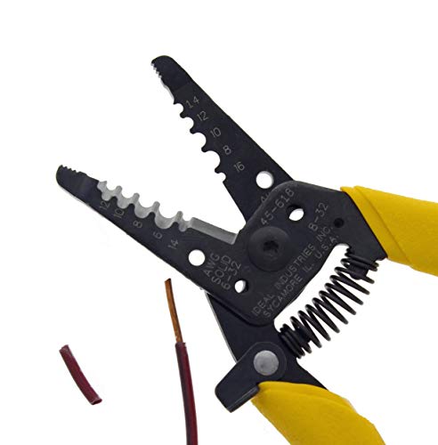 Image of IDEAL Electrical 45-618 Reflex Super T-Stripper - 8-116 AWG, Yellow, Wire Stripper, Plier Nose, Slide Lock, Textured Grips (Pack of 2)