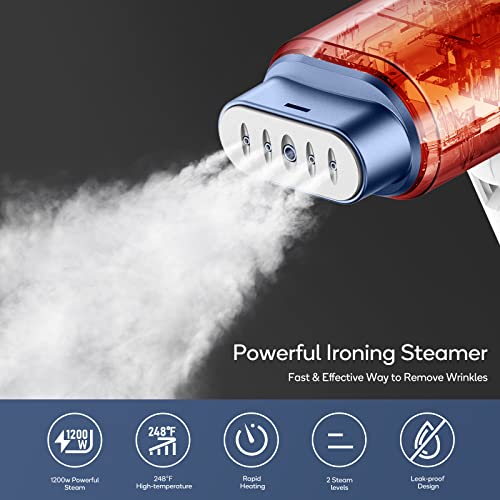 Newbealer Handheld Steamer For Clothes, Horizontal & Vertical Steaming, 2 Steam Levels 20S Heat Up, Foldable, Dry Ironing, Portable 1200W 180Ml Fabric Wrinkle Remover With Brush And Anti-Heat Glove #TOP6