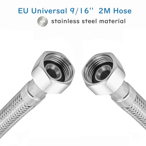 PENDEJATO Edelstahl Schlauch 2mLänge-9/16 Zoll IG, 9/16 Zoll IG,Speziell Für Bidet“Eb009dc-weiß (Verchromt)”, Kann Nicht Für Andere Bidets Verwendet Werden