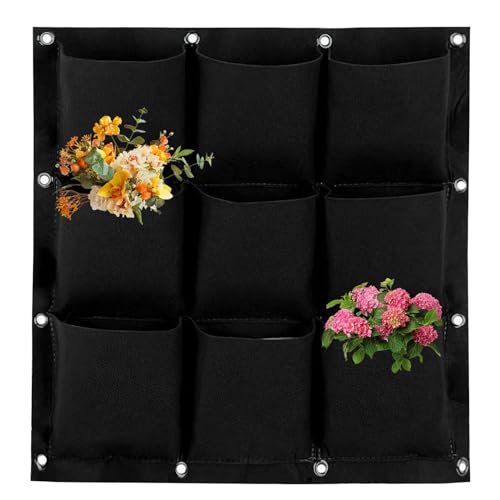 Darryy Sacs de Plantation Murale, Sac de Plantation Vertical,Sacs de Plantation -9 Poches,en Feutre épais - pour Balcon,extérieur,Jardin,Cour,Bureau,décoration de la Maison(1 Paquet)