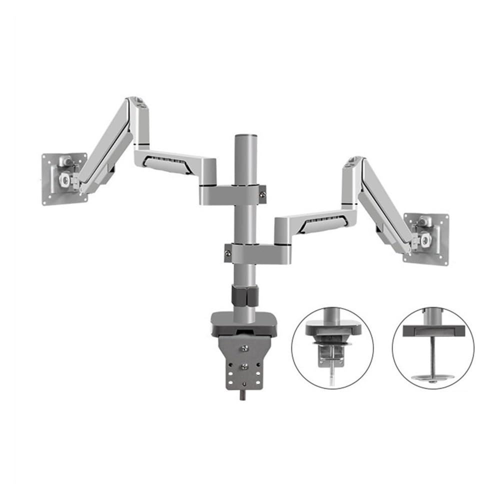 SaryEdge Monitor Stand Dual Monitor Mount Fits Max 32 Inch, 4.4-19.8 Lbs Screens, Fully Adjustable Dual Monitor Arm Desk Mount with Tilt, Swivel, Rotation, VES,Silver