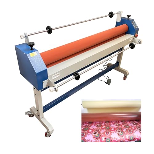 TECHTONGDA 63in Electric/Manual Cold Roll Laminator, Wide Format Cold Laminating Machine with Film Release Rod, Roller Dia 4.7