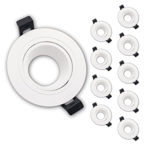 LED ATOMANT Pack 10x Marco Foco Empotrable GU10 Blanco, Aro Downlight Soporte Redondo Bombilla LED GU10, Orientable hasta 30º