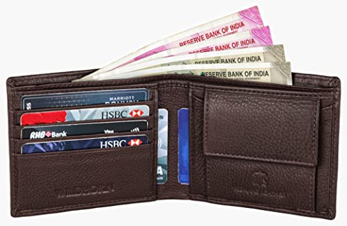 Image of WildHorn Brown Leather Wallet for Men I Ultra Strong Stitching I 6 Card Slots I 2 Currency & 2 Secret Compartments I 1 Coin Pocket
