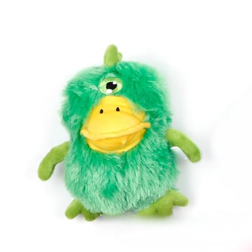Juguete de peluche para perro monstruo con chirriador, juguete suave para masticar cachorros y perros pequeños (verde)