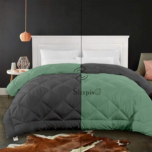 Image of 600 GSM Heavy Winter Double Bed Comforter | Microfiber, Breathable, Reversible,Soft, Lightweight & Machine Washable Comforter for Double Bed 90x100 Inch - SageDark Gey