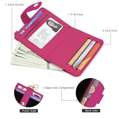 Image of Airkit Small Wallet Women RFID, PU Leather Card Holder with Keychain | Slim Compact Zipper Coin Purse for Ladies, Travel Holiday Gifts for Mom, Cute Mini Bifold Wallets