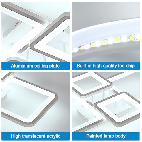 Lustre salon moderne DELIPOP plafonnier LED carré 6300LM - 3