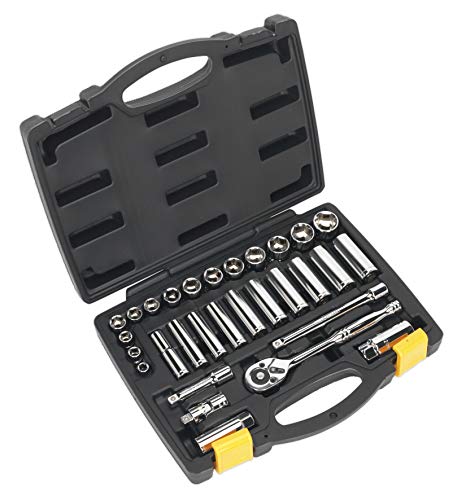 Sealey S0912 6PT Walldrive Metric Socket Set, 3/8" Square Drive, Silver, 30 Pieces