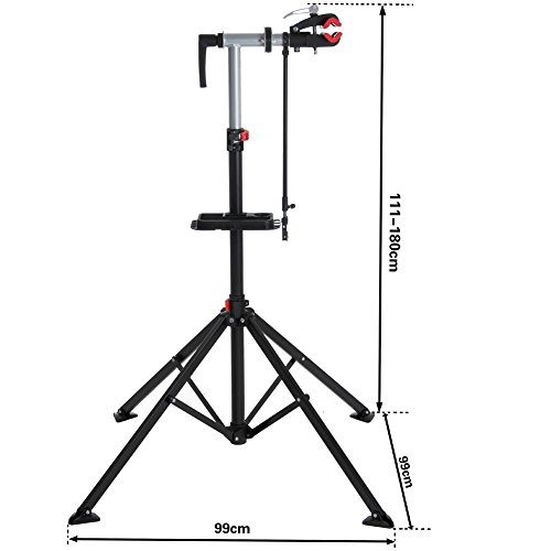 BAKAJI Fahrradständer für Fahrräder, verstellbar, faltbar, Unisex, Erwachsene, Schwarz, 100 x 100 x 110 h ausziehbar bis 180 cm
