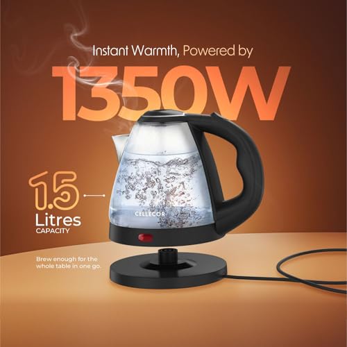 Image of Cellecor Electric CEK15 QUICKBOIL Auto-Shut Off Electric Kettle (1.5 L, Black)