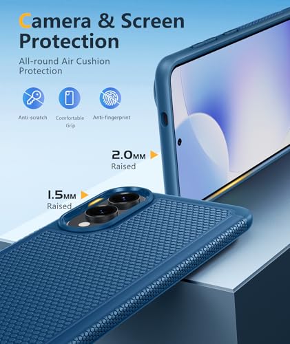 Image of FNTCASE for Samsung Galaxy S25-Edge Case: Lightweight Cell Phone Cover Military Grade Drop Protection with Non Slip Textured Back | Rugged Shockproof Protective Bumper Cases(Blue)