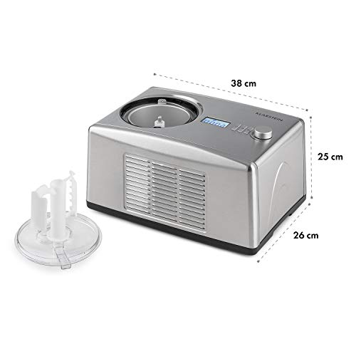 Klarstein Yo & Yummy 2-in-1 Eiscremebereiter & Yoghurt Maker Eiscremebereiter Joghurtmaschine Softeismaschine (1,5 Liter, 150 Watt, Timer, Restarbeitszeitanzeige, 150 Watt, Edelstahl) silber – Bild 7