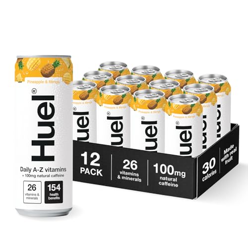 Huel Daily A-Z Vitamins | Pineapple & Mango Sparkling Multivitamin Energy Drink | Nutritionally Complete Multivitamin Support | Made with Real Fruit | Low Sugar | Caffeine Boost (12x 330ml Cans)