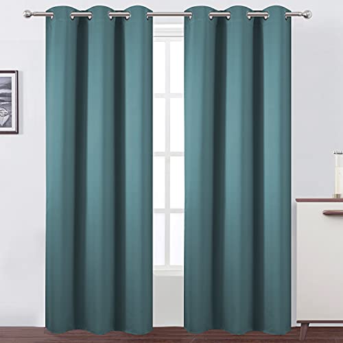 Image of LEMOMO Sea Teal Thermal Blackout Curtains /42 x 84 Inch /Set of 2 Panels Room Darkening Curtains for Bedroom