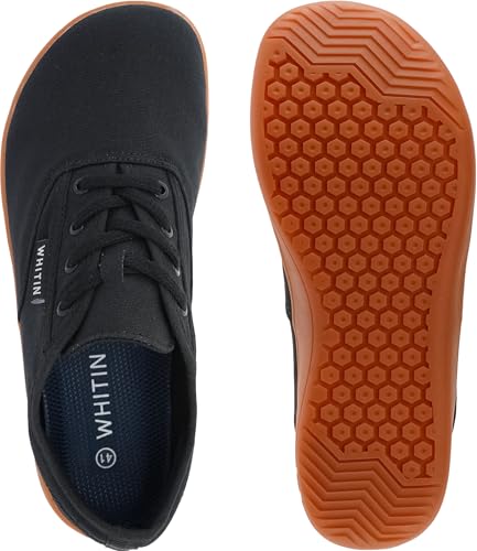 Image of WHITIN Women's Wide Toe Box Canvas Barefoot Shoes W87 | Roomy Toe Space for Wide Feet, Zero Drop for Natural Foot Position, Removable Insole, Comfort for Casual, Daily Walking, Gym