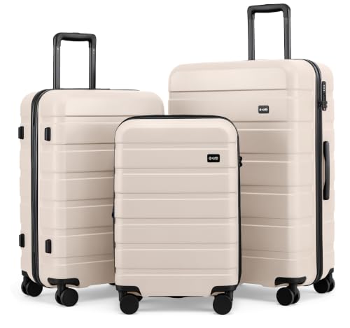 Image of Coolife Luggage Set, 3 Piece Lightweight Durable Hardshell, Matte White