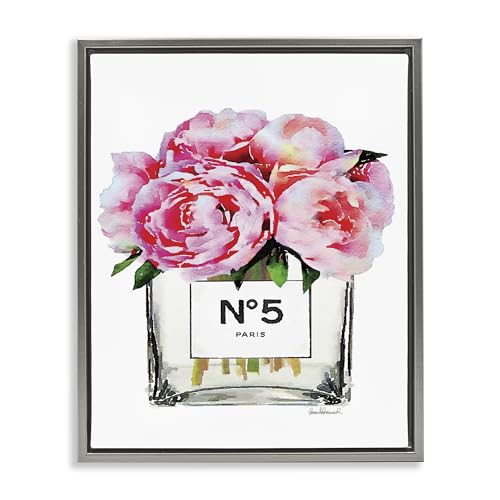 Image of Glam Paris Vase Peony Still Life, 16 x 20 Inch Canvas in Floater Frame | Stupell Industries . By Amanda Greenwood . Ready to hang . Made in USA