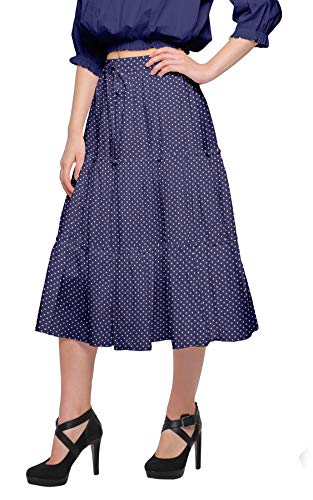 Cotton Skirt with Elastic Pull-On Waist Printed Flared Skirt Summer Wear3