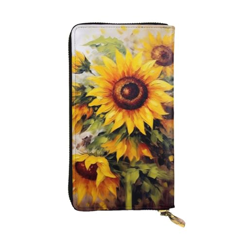 Portefeuille en cuir tournesol élégant et spacieux pour femme