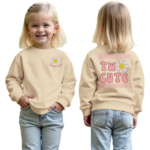 CM C&M WODRO Toddler Girl 2nd Birthday Sweatshirt I’M Two Cute Birthday Pullover Shirt Baby Crewneck Long Sleeve Fall Outfit