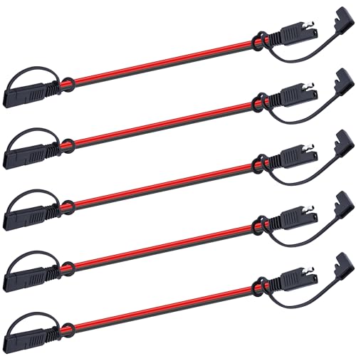 5 PCS 12 Gauge Quick Disconnect Polarized Wire Harness 12 Inch Heavy Duty SAE Connector Bullet Lead Cable 12 Volt Connectors 2 Pin with Waterproof Caps for Motorcycle Car Tractor